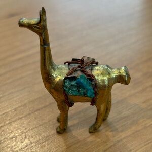 Vintage Brass Pack Llama Saddle Bags Filled W/Stones Small Figurine(one missing)